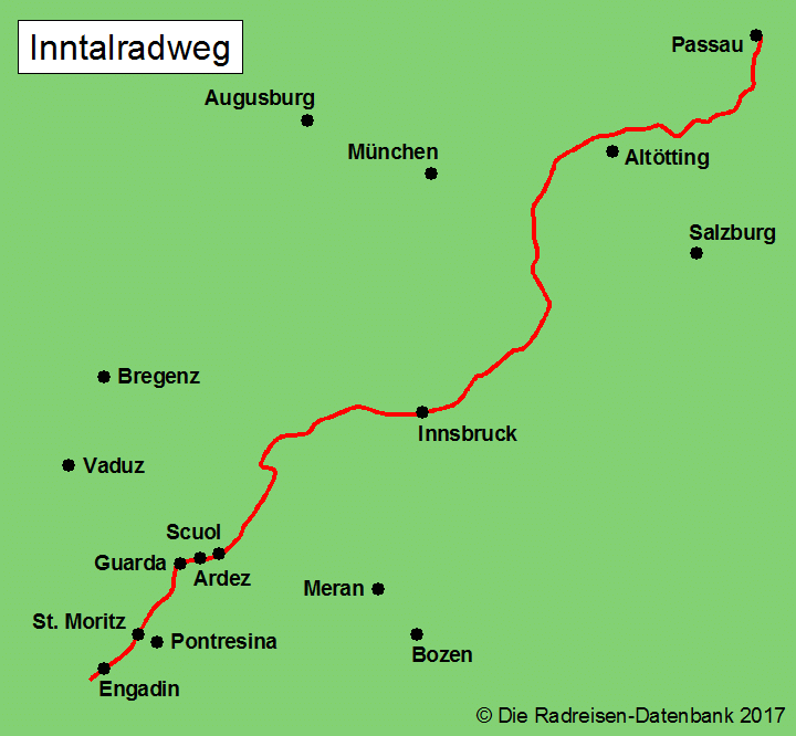 Inntalradweg - alle Radwege in Bayern | Tirol | Graubünden bei www