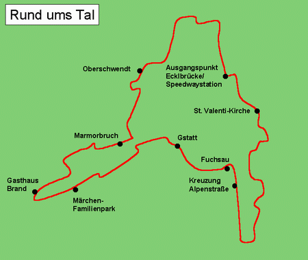 Karte von Rund ums Tal - Radweg
