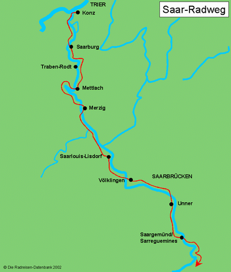 Karte von Saar-Radweg
