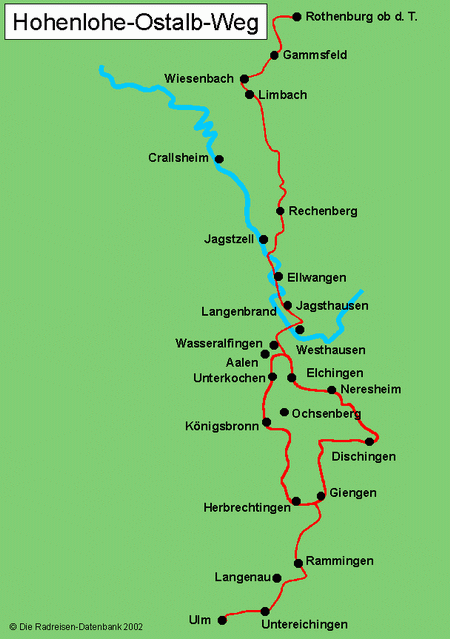 Karte von Hohenlohe-Ostalb Weg