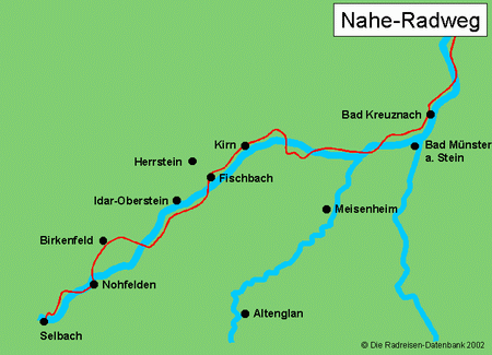Karte von Nahe-Radweg