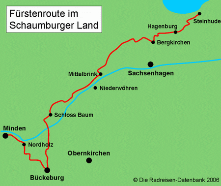 Karte von F&uuml;rstenroute im Schaumburger Land