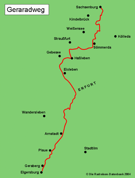 Karte von Gera-Radwanderweg