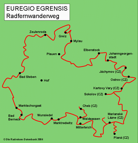 Karte von EUREGIO EGRENSIS  Radfernwanderweg