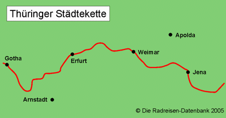 Karte von Th&uuml;ringer St&auml;dtekette