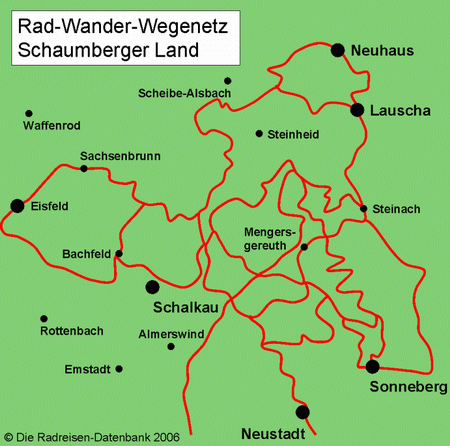 Karte von Rad-Wander-Wegenetz Schaumberger Land