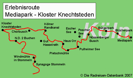 Karte von Erlebnisroute Mediapark - Kloster Knechtsteden