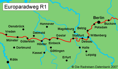 Europaradweg R1 - alle Radwege in Nordrhein-Westfalen | Niedersachsen
