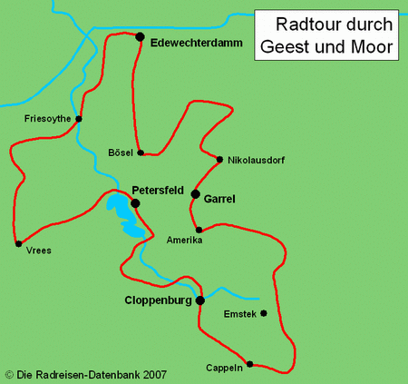 Karte von Radtour durch Geest und Moor