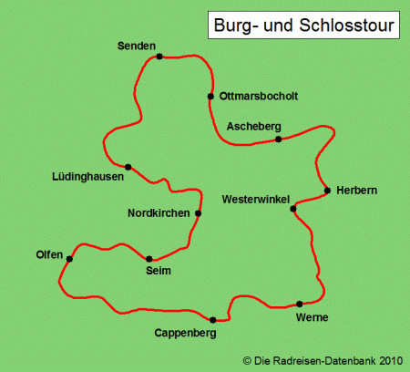 Karte von Burg- und Schlosstour -  Schl&ouml;sser zwischen Lippe und Stever
