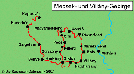 Karte von Mecsek- und Vill&aacute;ny-Gebirge
