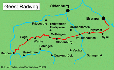 Karte von S&auml;chsische St&auml;dteroute