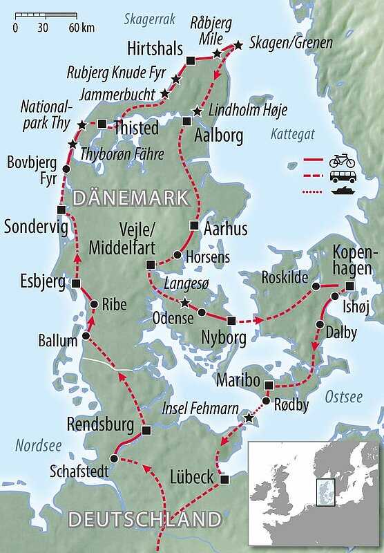 Radkarte Dänemark Radtour