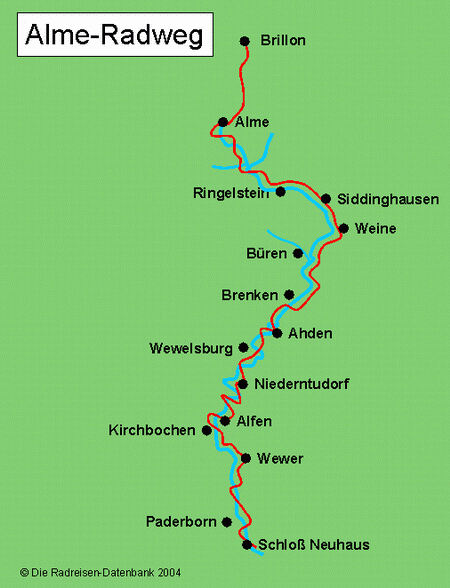 Alme-Radweg in Nordrhein-Westfalen, Deutschland