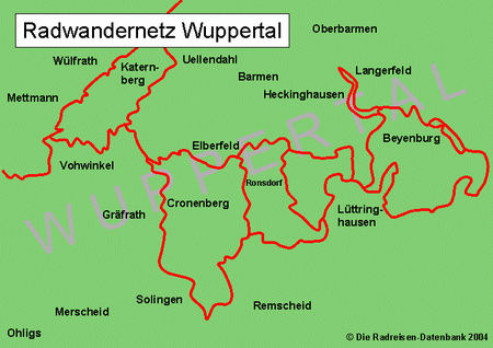 Wuppertaler Radwandernetz in Nordrhein-Westfalen, Deutschland