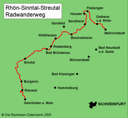 Rhön Sinntal Streutal Radwanderweg in Thüringen, Deutschland