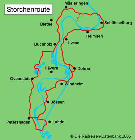Storchenroute in Nordrhein-Westfalen, Deutschland