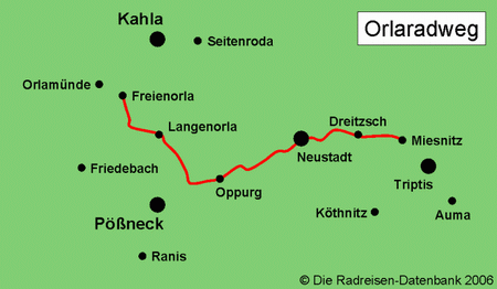 Orlaradwanderweg in Thüringen, Deutschland