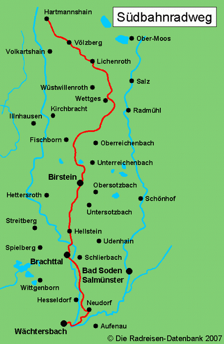 Südbahnradweg in Hessen, Deutschland