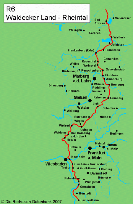 Vom Waldecker Land ins Rheintal - Hessischer Radfernweg R6 in Hessen, Deutschland