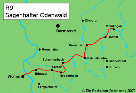 Vom Rhein zum Main - Hessischer Radfernweg R9 in Hessen, Deutschland