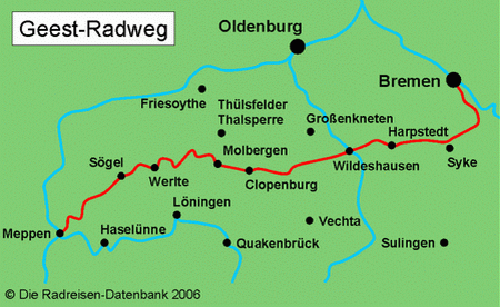 Geestradweg in Niedersachsen, Deutschland