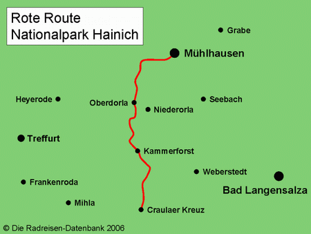 Rote Route Nationalpark Hainich in Thüringen, Deutschland