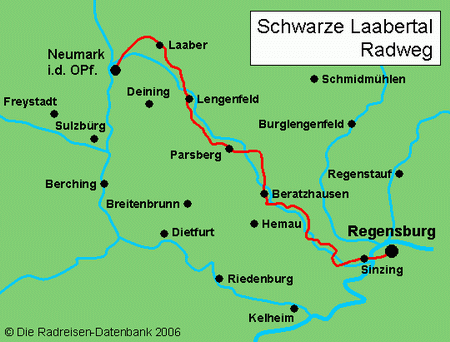 Schwarze Laber-Radweg in Bayern, Deutschland