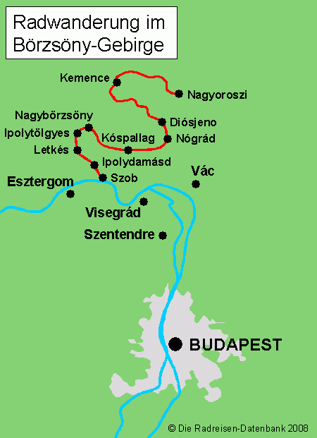 Radwanderung im Börzsöny-Gebirge nach Budapest, Ungarn