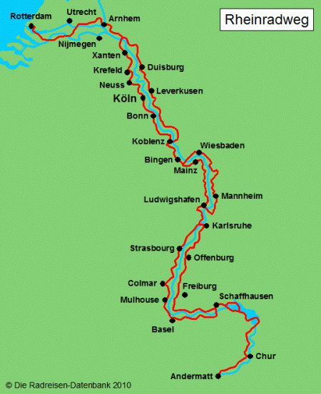 Rheinradweg in Nordrhein-Westfalen, Deutschland