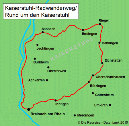 Kaiserstuhl-Radwanderweg Rund um den Kaiserstuhl in Baden-Württemberg, Deutschland