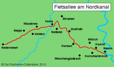 Fietsallee am Nordkanal in Nordrhein-Westfalen, Deutschland
