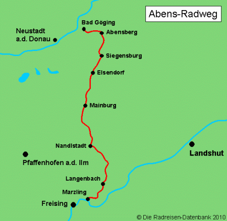 Abens-Radweg in Bayern, Deutschland