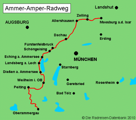 Ammer-Amper-Radweg in Bayern, Deutschland