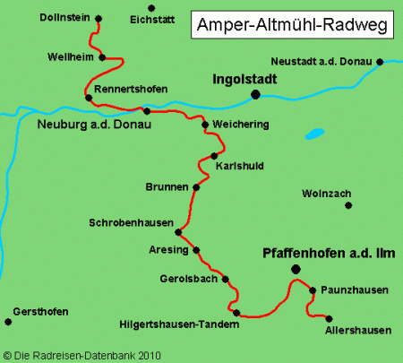 Amper-Altmühl-Radweg in Bayern, Deutschland