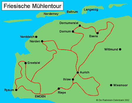Friesische Mühlentour in Niedersachsen, Deutschland