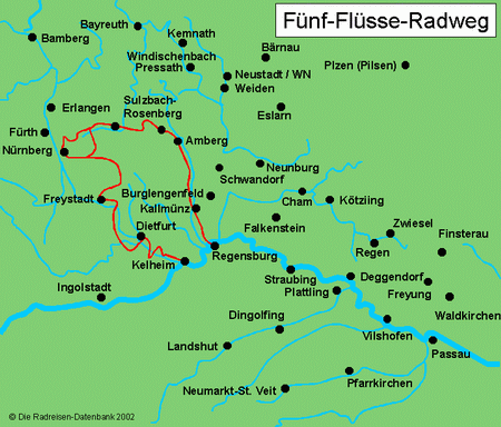 Fünf-Flüsse-Radweg in Bayern, Deutschland