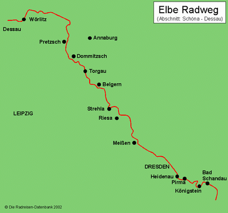 Elberadweg (Abschnitt: Schöna - Dessau) in Sachsen-Anhalt, Deutschland