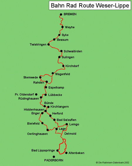 BahnRadRoute Weser-Lippe in Nordrhein-Westfalen, Deutschland