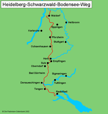 Heidelberg-Schwarzwald-Bodensee Radweg in Baden-Württemberg, Deutschland