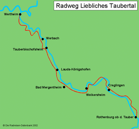 Liebliches Taubertal Radweg in Baden-Württemberg, Deutschland