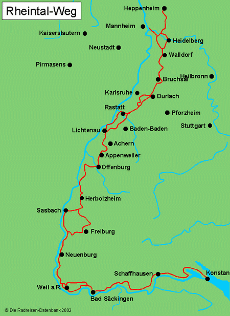 Rheintal Radweg in Baden-Württemberg, Deutschland