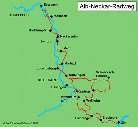 Alb-Neckar-Radweg in Baden-Württemberg, Deutschland