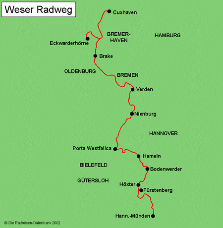 Weser-Radweg in Nordrhein-Westfalen, Deutschland